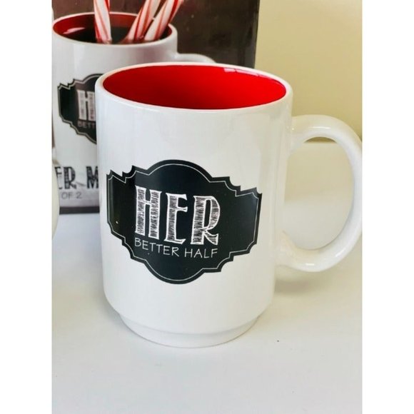 Coffee Mugs His and Her Better Half Mugs - Set of 2 - New in Box- Valentines Day - Picture 3 of 3